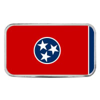 Tennessee State Flag Silver Bar (Colorized) - 1 Troy Ounce, .999 Pure